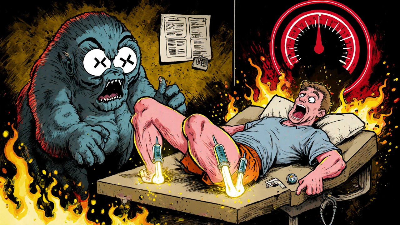 A patient’s muscles turning into screaming faces as antibody monsters attack.