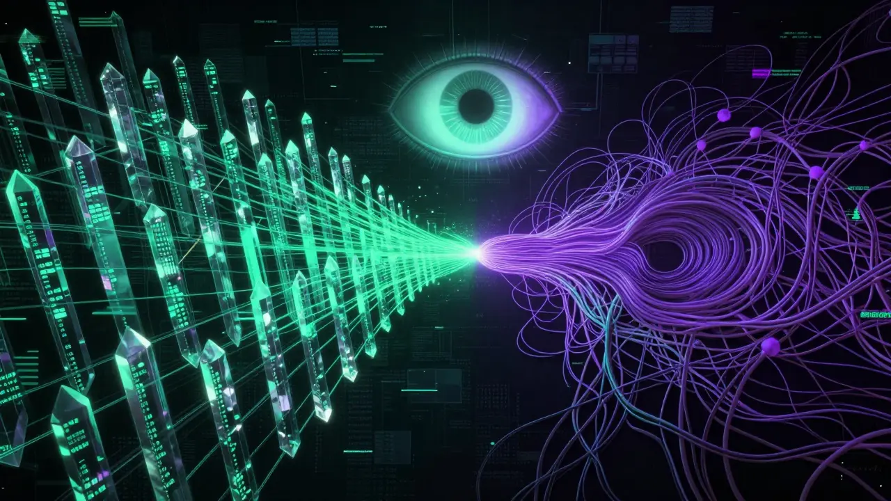 Glitch art data networks merging together