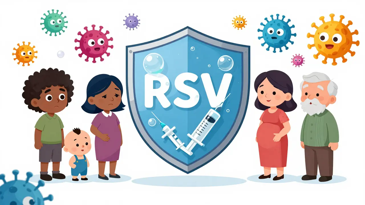 Soap bubbles and vaccines forming a shield protecting people from virus characters.