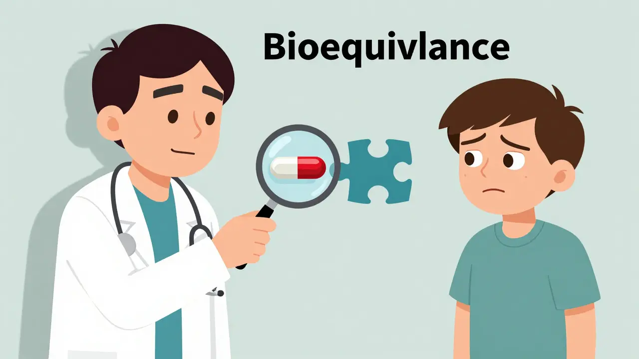 Doctor explaining bioequivalence of generic drugs to skeptical patient