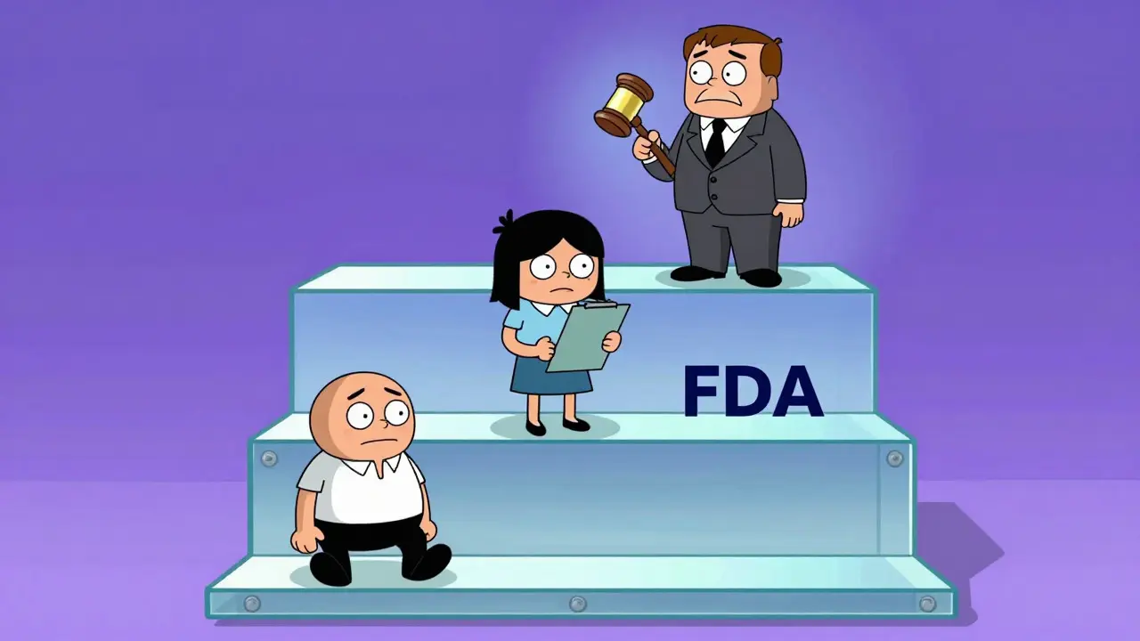 Three-tiered staircase illustration representing different levels of regulatory risk assessment
